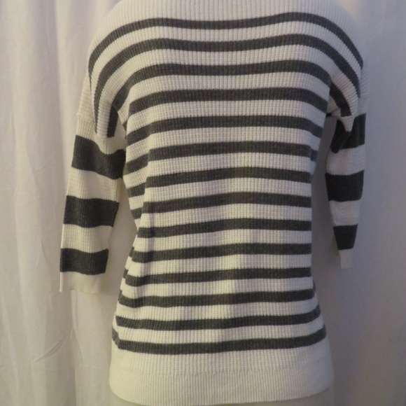 JOIE SOFT GRAY WHITE STRIPED PULLOVER SWEATER XS - Picture 3 of 4